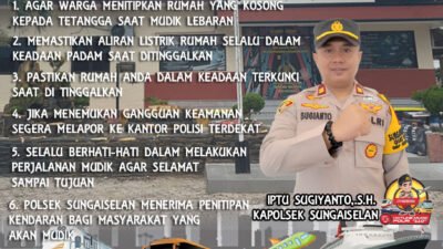 POLSEK SUNGAI SELAN HIMBAU MASYARAKAT YANG AKAN MUDIK LEBARAN